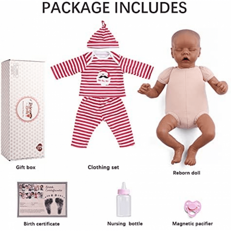 Reborn Baby Dolls Black 17 inch Realistic Real Life Newborn African  American Cloth Body for Kids Age 3+