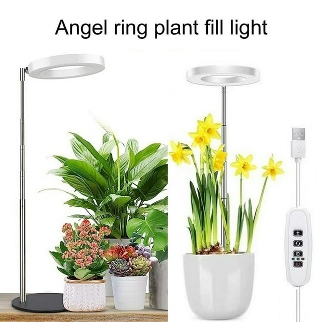 QUTETN 1/2Pcs Telescopic Grow Light Full Spectrum Desk Growth Lamp with 4H/8H/12H Automatic Timer & 4 Dimmable Levels Height Adjustable LED Plant Light for Indoor Plants Growing