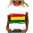 thumbnail image 1 of T-shirt à Manches Courtes Imprimé pour la Fête de l'Indépendance à Col Rond pour Femmes, Tissu en Polyester Léger, Coupe Ample, Col Ras du Cou, Respirant pour le Port Quotidien, 1 of 5
