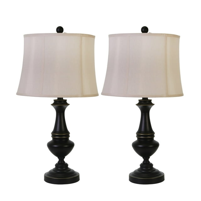 Sagebrook Home S/2 Metal 26" Pillar Table Lamps, Brown