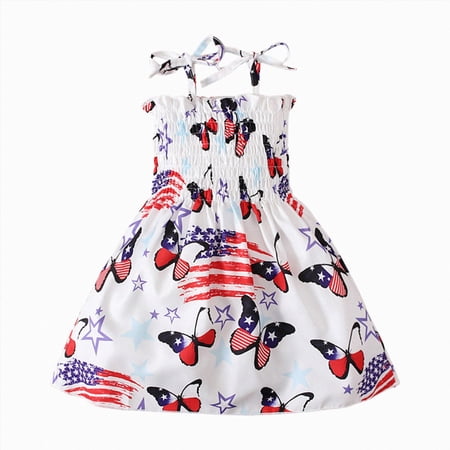 dmqupv Summer Dress Toddler Baby Girl Outfit USA Dress Fouth of July Dresses Girls 4th of July Clothes White 4-5 Years