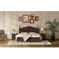 thumbnail image 2 of Queen Size Retro Style Wood Platform Bed, Bed Frame with Wooden Slat Support, Vintage Headboard, Retro Style Platform Bed No Box Spring Required, Easy Assembly, Dark Walnut, 2 of 8