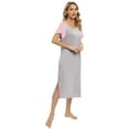 thumbnail image 4 of Aosijia Womens Sleepwear Short Sleeves Long Nightdress with Pockets Ladies Round Neck Nightgowns Loose Split Dress XL, 4 of 7