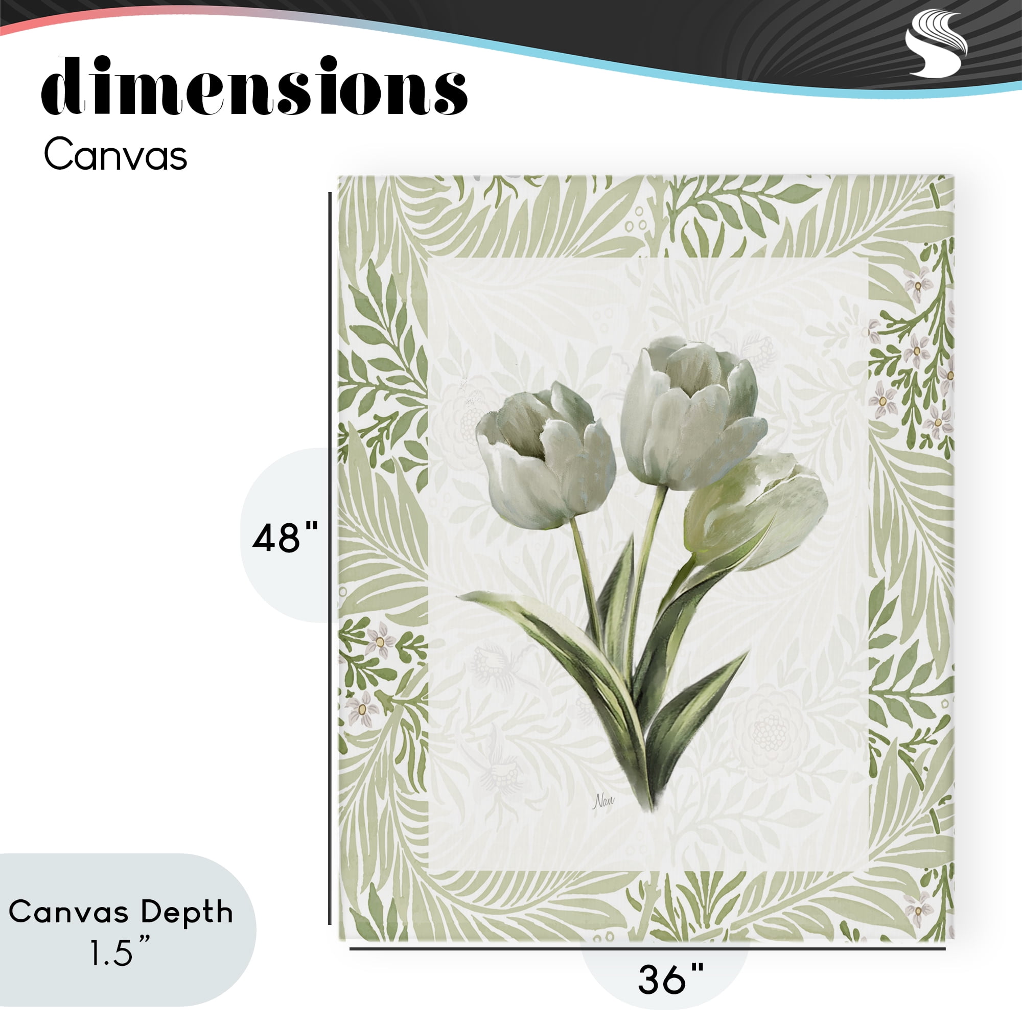 Stupell Industries Pale Green Tulip Trio Canvas Wall Art, design by Nan