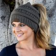 thumbnail image 3 of HSHDLDF Ponytail Messy Bun BeanieTail Women's Beanie Solid Ribbed Hat Cap, 3 of 7