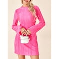 thumbnail image 6 of Liacowi Women's Bodycon Mini Dress Long Flare Sleeve Solid Color Pleated Dress, 6 of 9