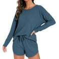 thumbnail image 2 of Fantaslook Pajamas Sets for Women Waffle Knit Lounge Sets Long Sleeve Top and Shorts Outfits Loungewear with Pockets, 2 of 8