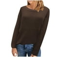 thumbnail image 1 of LOVZFMLL Sweaters for Women, Crew Neck Ribbed Pullover Solid Color Basic Casual Undershirt Loose Tops Warm Fall Winter Clothes, 1 of 6