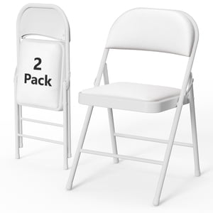 HaiCube 2-Pack PU Leather Folding Chair, White