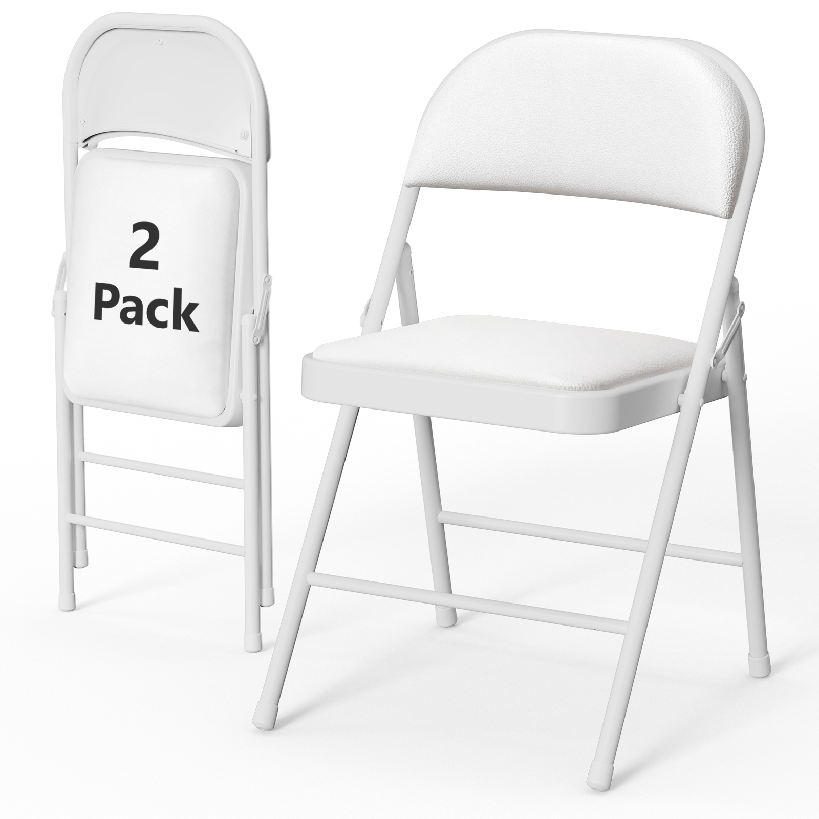 HaiCube 2-Pack PU Leather Folding Chair, White