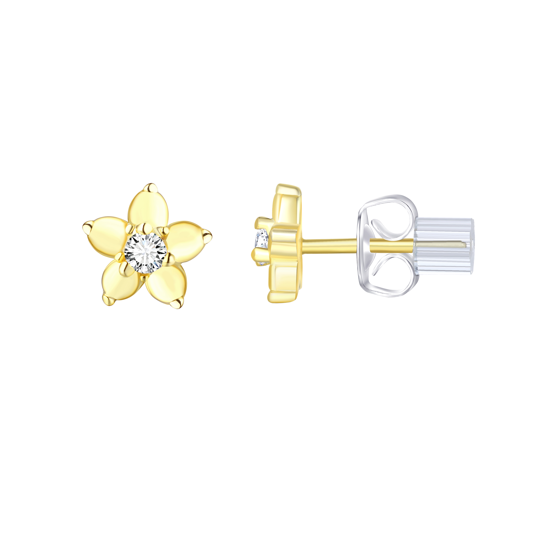 Brilliance Fine Jewelry Women's Simulated Diamond Earring Set with J Hoop in 14KT Gold Plated Sterling Silver
