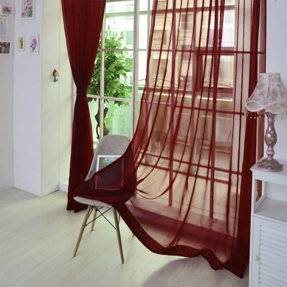 Panxico Curtain 1 PCS Pure Color Tulle Door Window Curtain Drape Panel Sheer Scarf D