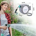 thumbnail image 3 of HAUSHOF 1/2" x 100 ft Retractable Garden Hose Reel with Automatic Rewind, 10-Pattern Spray Nozzle, Durable High-Pressure Hose, and 180° Swivel Bracket – Perfect for Watering Gardens, Cleaning Patios, 3 of 15