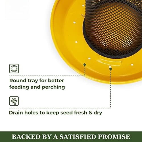 Finch Feeders for Outdoors Hanging, Metal Mesh Tube Bird Feeder for Nyjer/Thistle Seed, 2.5 lbs Large Capacity (Yellow)