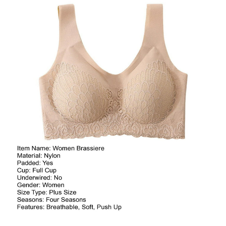 Naierhg Women Brassiere Seamless Plus Size WIreless Padded Support Breast  Lace Wide Shoulder Strap Sports Bra Women Inner Wear Clothes 
