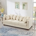 thumbnail image 2 of Newboti Furniture Modern Design Living Room Sofa Square armrest with Silver Nails Decoration Upholstered Velvet Couch Apricot BN.8171, 2 of 12