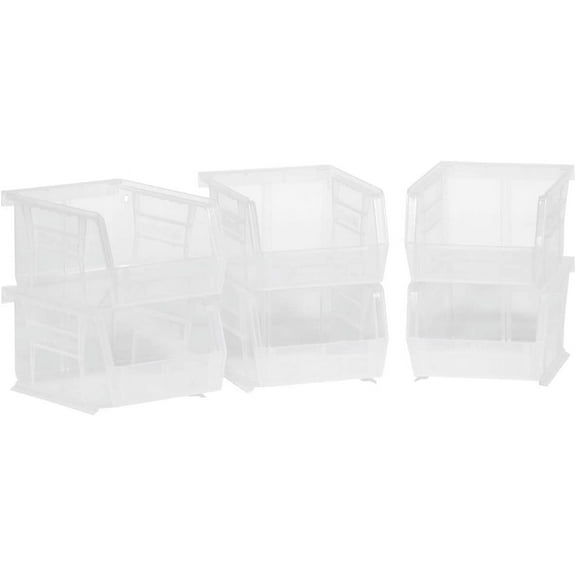 Akro-Mils Stackable Storage Bins, AkroBins Stacking Organizer, 5"x4"x3", Clear, 6-Pack
