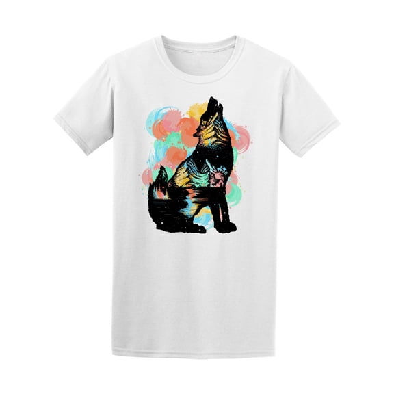Cool, Colorful & Watercolor Wolf Tee Men's -Image by Shutterstock