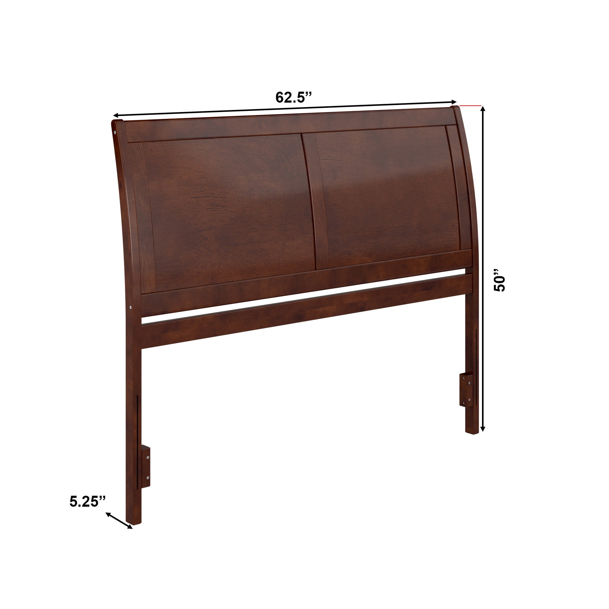 AFI Portland Queen Sleigh Solid Wood Panel Headboard with Attachable Charger, Walnut