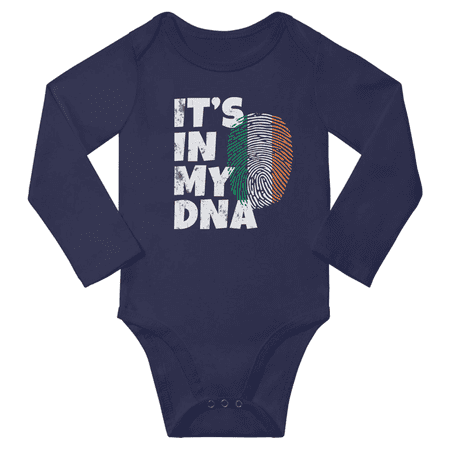 

It s In My Irelandish DNA Baby Long Sleeve Rompers Bodysuit (Navy 12 Months)