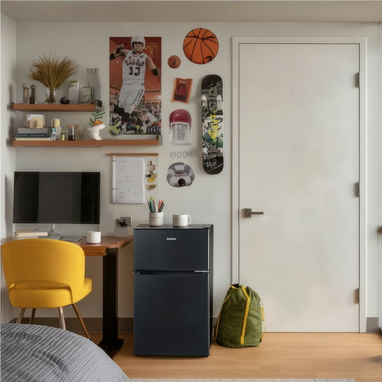 Galanz 3.1 Cu ft Two Door Mini Fridge for Small Room, Office