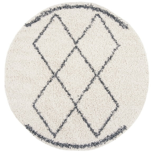 SAFAVIEH Pro Lux Akilah Geometric Shag Area Rug, Cream/Blue, 6'7" x 6'7" Round