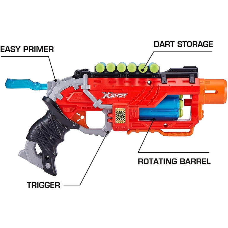 ZURU XShot Dino Attack Foam Dart Blaster, 16 Darts, 6-Dart Barrel