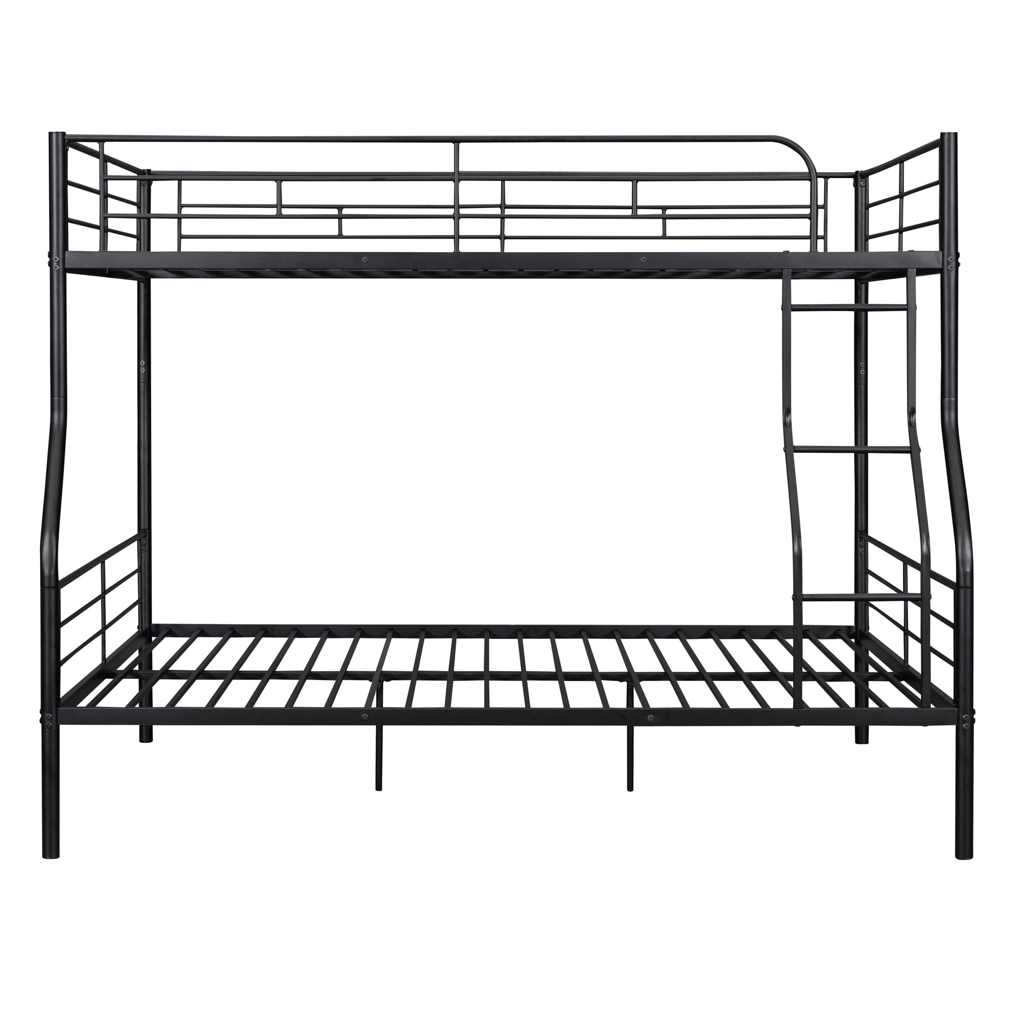 Full XL Over Queen Bunk Beds for Adults,Heavy-Duty Metal Bunk Bed Frame with Non-Slip Ladder and Safety Full-Length Guardrails for Kids Teens Adults,Space-Saving,Black