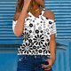 thumbnail image 1 of ICHUANYI Clearance Women Fashion Summer Sexy Printed Regular Starpless Mesh Short Sleeves V Neck Top(Black, XL) ICHUANYI WER2023081004841, 1 of 5