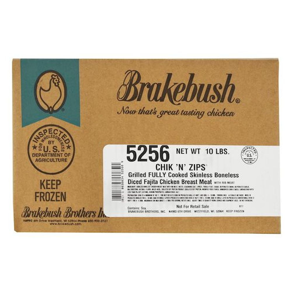 Brakebush Chik N Zips Diced Fajita Chicken Breast 1/2 inch 5lbs (PACK OF 2)