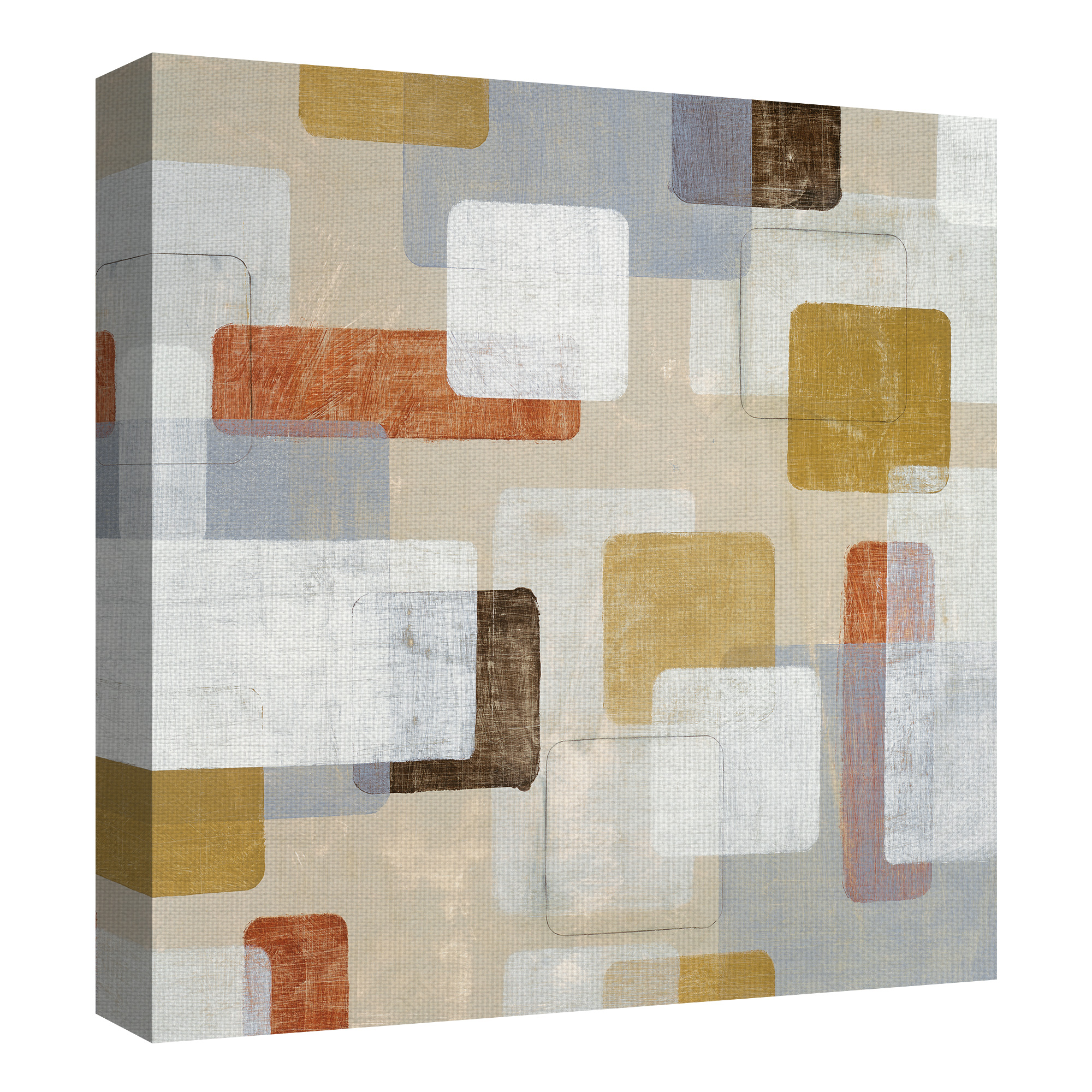 Masterpiece Art Gallery Orbis 1 Abstract Rectangular Abstract By JB Hall Canvas Art Print 24" x 24"