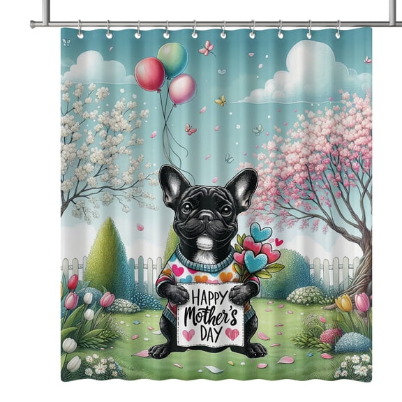 Happy Mother's Day Best French Bulldog Mom Ever Shower Curtain Dog Lover Gifts Waterproof Bathroom Bathtub Curtain - 03002