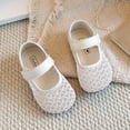 thumbnail image 2 of Gpaecead Girls Woven Mary Jane Flat Shoes Closed Toe Soft Sole Hook And Loop Adjustable Spring Summer Casual Shoes,Beige, 2 of 6