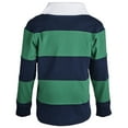thumbnail image 2 of sportoli174; big boys 100% cotton wide striped long sleeve polo rugby shirt - green (size 10), 2 of 2