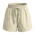 thumbnail image 6 of GUACER Lounge Shorts for Women Cotton Linen Drawstring Elastic Waist Pleated with Pockets Breathable Baggy Shorts, 6 of 6