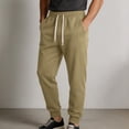 thumbnail image 2 of asjyhkr Mens Sweatpants Athletic Workout Joggers Stretchy Waist Chino Drawstring Dailywear Casual Pants with Pockets(Large,Khaki), 2 of 8