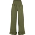 thumbnail image 3 of Ruffled Pants for Woman Fashion Ruffle Hem Pant Smocked Elastic High Waist Long Pants for Women Linen Spring Fall Trousers, Army Green, Small, 3 of 7