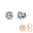 thumbnail image 2 of Galaxy Gold 14k Rose Gold Stud Earrings with Natural Aquamarines, 2 of 4