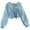 Blue, variant on Women Puff Long Sleeve Chiffon Tie Front Cropped Cardigans Ruffle Trim Lightweight Sheer Shawl Wrap Shrug Blouses