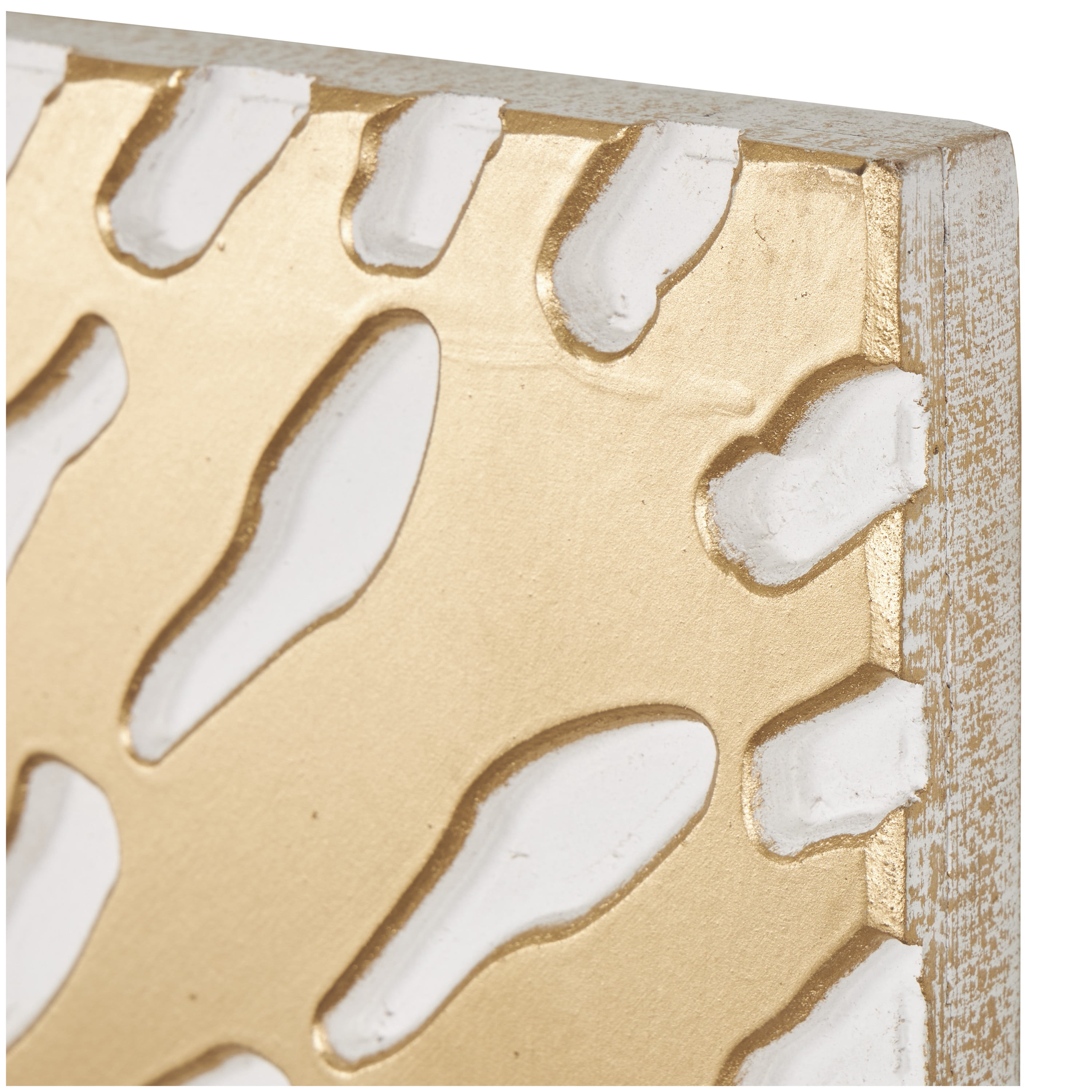 DecMode Gold Wooden Abstract Carved Starburst Wall Decor with White Backing