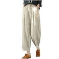 thumbnail image 1 of Birdeem Womens Solid Elastic Embroidered Cotton Hemp Capris, 1 of 5