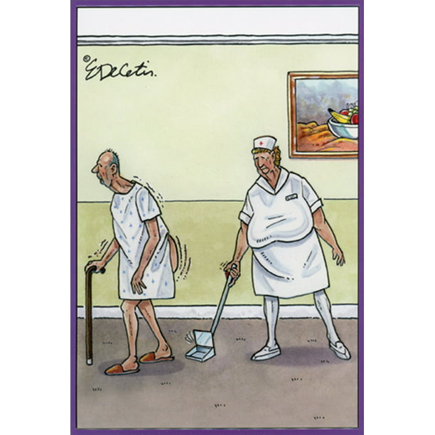 Pictura Old Man, Nurse and Pooper Scooper Humorous / Funny Birthday Card  for Him : Man 