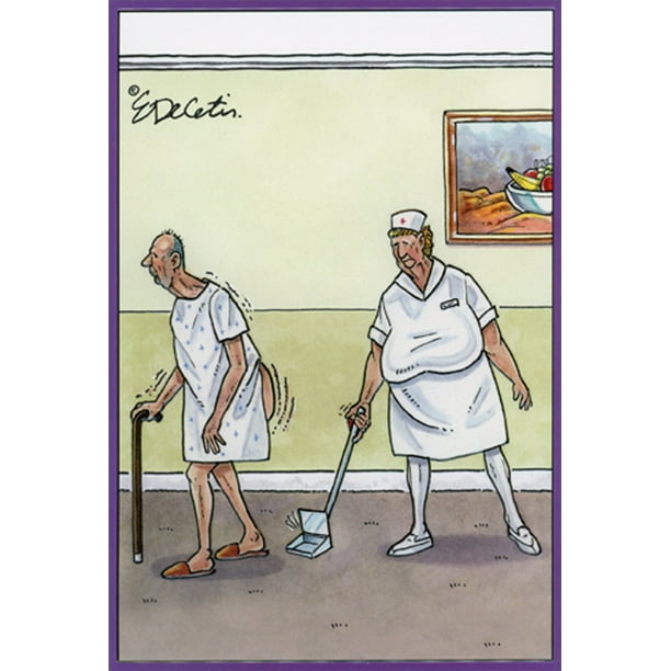 Pictura Old Man, Nurse and Pooper Scooper Humorous / Funny Birthday Card for Him : Man Pictura Old Man, Nurse and Pooper Scooper Humorous / Funny Birthday Card for Him : Man