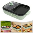 thumbnail image 4 of 1300W Hot Pot Electric with Grill, 1L,0.2L 2 in 1 Indoor Non-Stick Electric Pot and Griddle for Korean BBQ, Steaks, Shabu Shabu,Independent Dual Temperature Control, Fast Heating, Green, 4 of 14