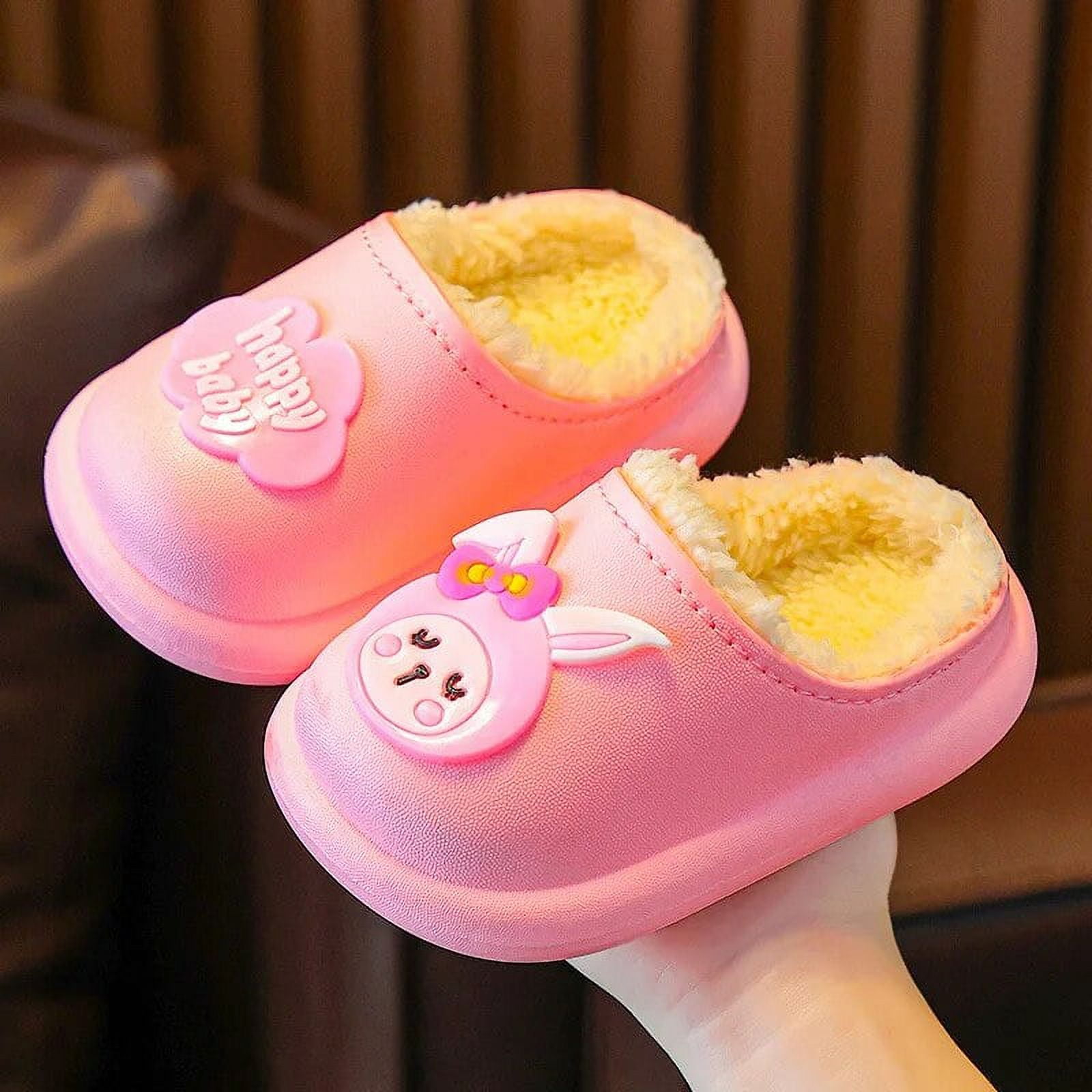 Kids Cotton Slippers Cute Cartoon Children Indoor Wool Shoes Girls Boys Non slip Waterproof Slippers Babies Warm Home Footwear Yellow 1 20 21 140