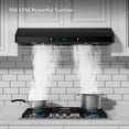 thumbnail image 2 of 900 CFM Under-Cabinet Range Hood 36 Inch - Gesture & Remote Control, Ultra-Quiet 65 dB, Stainless Steel Baffle Filters, LED Lighting, 3-Speed Vent Kitchen Exhaust Fan, 2 of 8