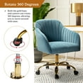 thumbnail image 6 of Velvet Office Desk Chair Makeup Vanity Table Chairs Adjustable Armchair Gold Legs Blue, 6 of 11