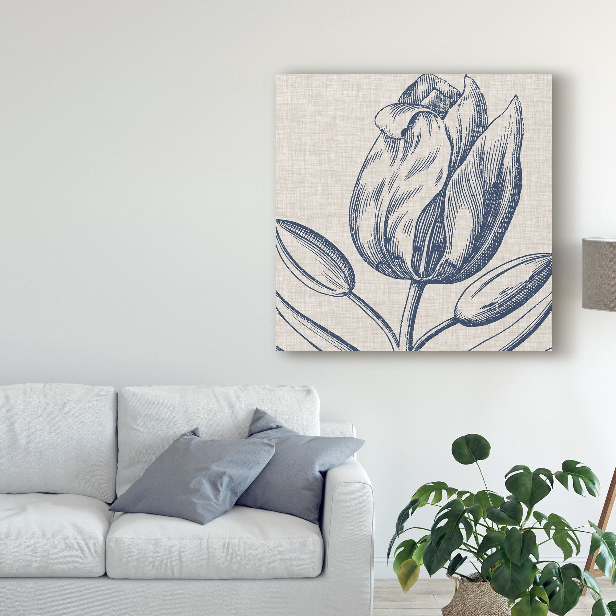 Trademark Fine Art 'Indigo Floral on Linen IV' Canvas Art by Vision Studio
