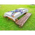 thumbnail image 1 of Starfish Outdoor Tablecloth, Cartoon Styled Starfish with Summer Season Vacation Accessories Striped Backdrop, Decorative Washable Fabric Picnic Tablecloth, 58 X 120 Inches, Multicolor, by Ambesonne, 1 of 2