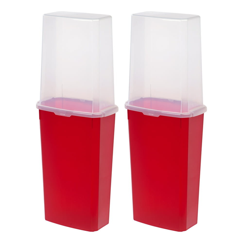IRIS USA 40" Holiday Wrapping Paper Storage Box Clear/Red 2 Pack